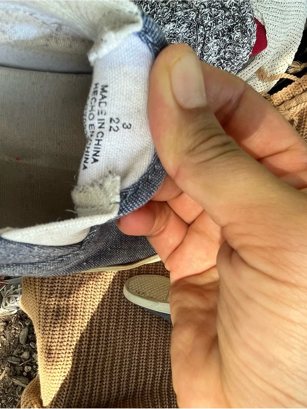 Old Navy Kids Slip-On Sneakers in Denim Blue with Cream Trim